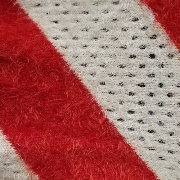 Groovy Orange/Red & White Stripped Sweater - Picture 3 of 4